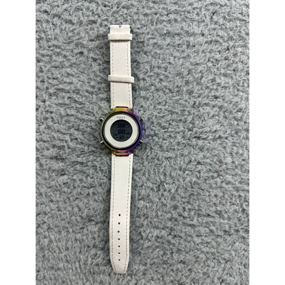 Tous Women Digital Watch Digibear Leather Strap Stainless Steel Case